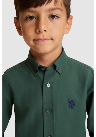 U.S. Polo Assn. Erkek Çocuk Koyu Yeşil Uzun Kollu Basic Gömlek 50324687-vr079 Koyu Yesıl