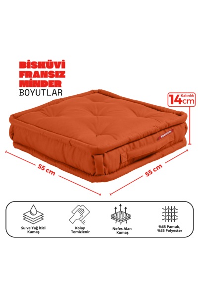 Xpermate Bisküvi Minder Petek Önü Fransız 55x55x14 Kremit
