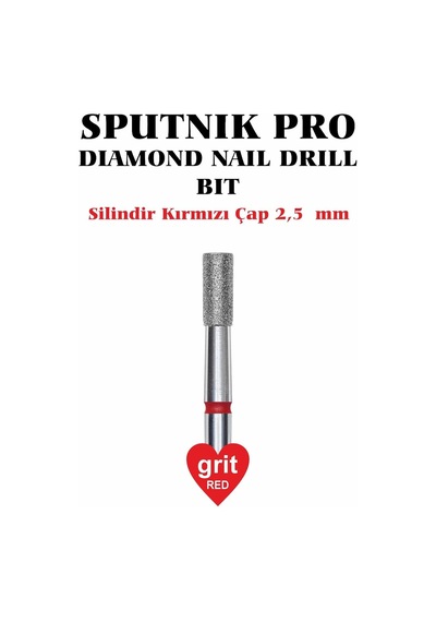 Elmas Silindir Freze Kırmızı Çap 2,5mm
