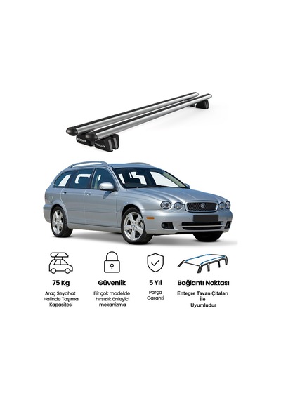 Pençe Jaguar X-taype Sw 2004-2009 Uyumlu Gri Ara Atkı Port Bagaj Tavan Barı