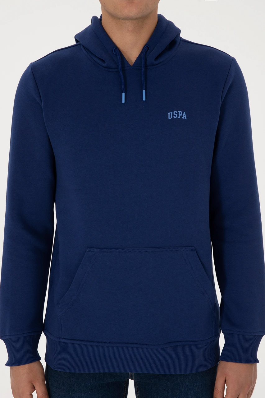 U.S. Polo Assn. Erkek Regular Fit Kapüşonlu Şardonlu İndigo Basic Sweatshirt 50315582-VR028