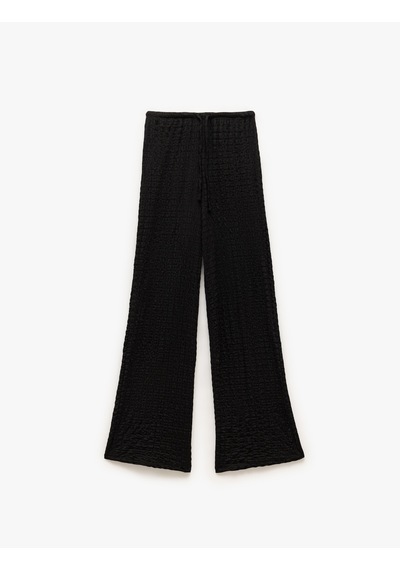 Koton Beli Bağlamalı Dokulu Bol Düz Paça Pantolon Siyah 5sak40001ek Siyah Koton Beli Bağlamalı Dokulu Bol Düz Paça Pantolon Siyah 5sak40001ek Siyah