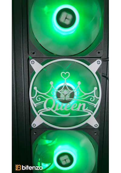 Kraliçe Tacı "queen" Yazılı 120x120 Mm Pc Fan Kapağı - Masaüstü Bilgisayar Fan Kapağı Beyaz