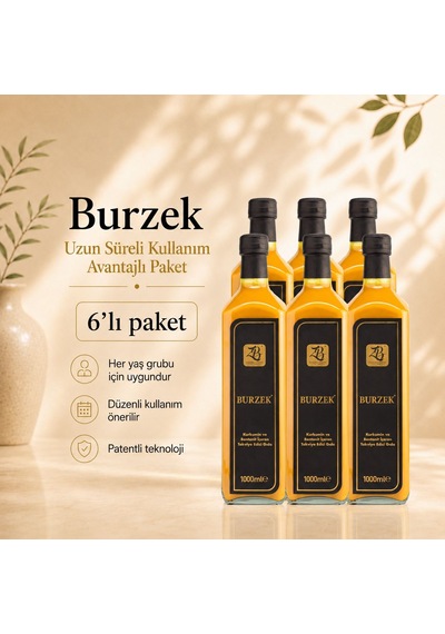 Burzek - Kurkumin Ve Bentonit Kili İçeren Takviye Edici Gıda 1000 Ml 6lı Paket