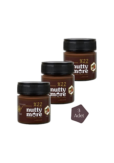 Nutty More %22 Kakaolu Fındık Ezmesi 200 Gr X 3 Adet