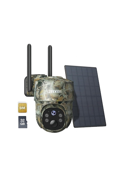 Izeeker 4g Lte Solar Vahşi Yaşam Kamerası, 2k Ptz, 360 Görünüm, Canlı Yayın Kamera Sistemi