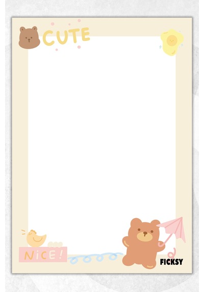 A5 Ayıcık Bloknot Çizgisiz Defter - 50 Yaprak - Memopad - Notepad - Not Defteri - Not Kağıdı Bej Bej