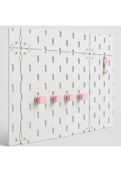 Pegboard Duvar Düzenleyici Organizer Seti Kalemlik, Çok Amaçlı Kutu, Mini Raf Ve Askılık Modüllü Modüler Duvar Organizasyon Sistemi 124-Pembe