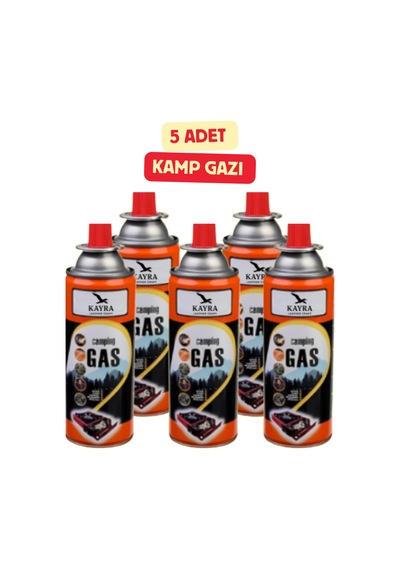5'li Kamp Gazı Kartuşu 227 Gr Portatif Ocak Ve Pürmüz Yedeği Bütan Propan Karışımlı Kamp Ocağı Tüpü Turuncu Turuncu