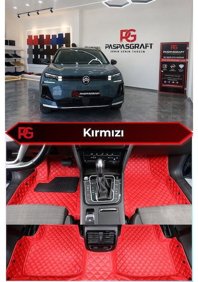 Citroën C5 Aircross Hybrid Kırmızı Renk 8d Diamond Premium Kaymaz Deri Oto Paspas