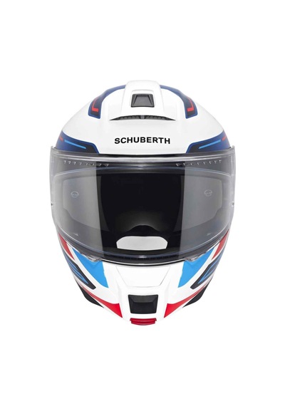 Schubert C5 Omega White Çene Açılır Motosiklet Kask Beyaz - Mavi - Kırmızı