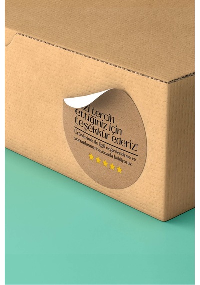 Teşekkürler Kraft Yıldızlı Sticker 3x3cm St2281 Çok Renkli