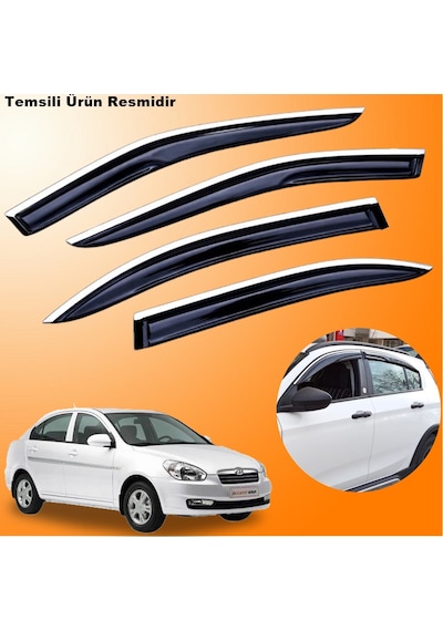 Hyundai Accent Era Mügen Cam Rüzgarlığı Abs Krom Nikelajlı Cam Rüzgarlığı 2006-2012 Arası 4 Lü Set
