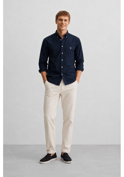 UCLA Tyson Lacivert %100 Pamuk Poplin Standard Fit Erkek Gömlek
