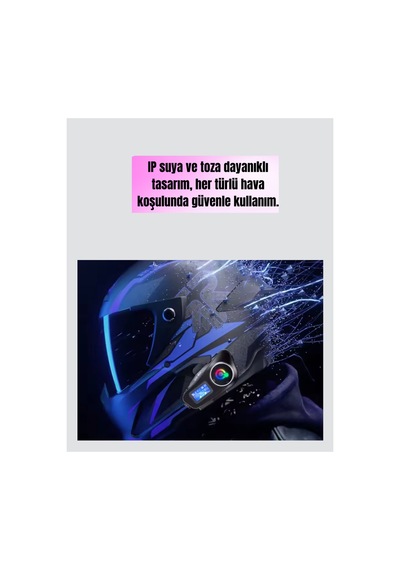 Lcd Ekranlı Kask Kulaklığı Fm Ra Sd K Girişli