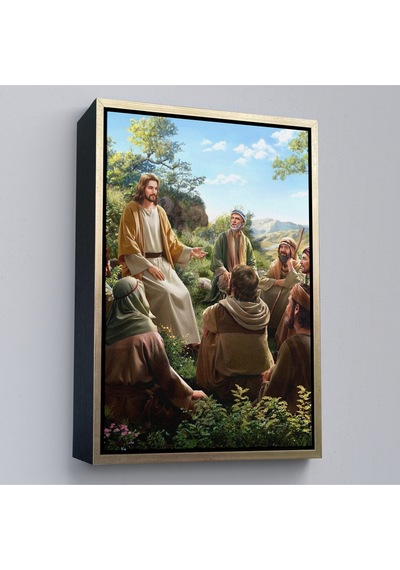 Çerçeveli İsa Mesih Havarilerine Ders Veriyor, Hristiyan Hediye Tablosu Jesus Christ -6382