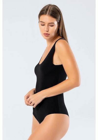 Türen 905 Kadın Lazer Kesim Pamuklu Çıtçıtlı Body-siyah Siyah