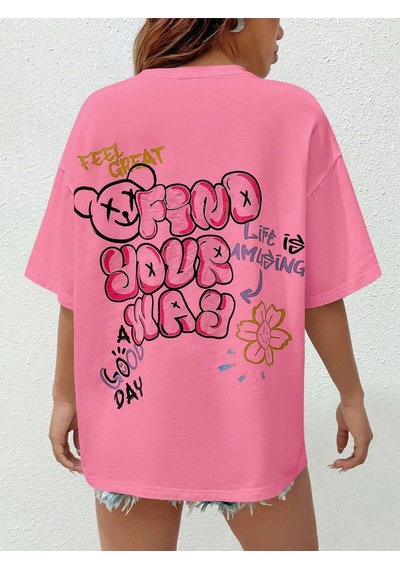 Noıssey Karikatür Ve Grafik Tasarım Oversize T-shirt Cartoon/letter Serisi Kod438 Pembe Noıssey Karikatür Ve Grafik Tasarım Oversize T-shirt Cartoon/letter Serisi Kod438 Pembe