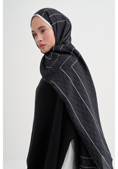 Carell Shine Monogram Floş Şal Siyah Çok Renkli