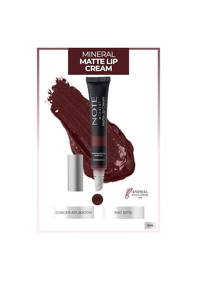 Note Cosmetique Mineral Matte Lip Cream Yarı Mat Bitişli Likit Ruj 07 Brownight - Bordo