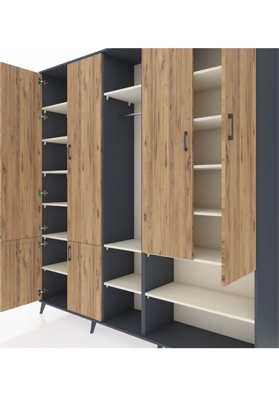 Hyperion Dolap 15 Raflı 5 Kapaklı Tek Askılı 220x44x243 Antrasit-çam/aytaşı Atlas Çam/aytası Hyperion Dolap 15 Raflı 5 Kapaklı Tek Askılı 220x44x243 Antrasit-çam/aytaşı Atlas Çam/aytası