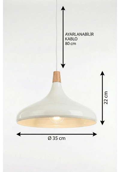 Nova Ahşap Sarkıt Avize, Bohem Tavan Lambası Ve Salon Oturma Odası Aydınlatması - Krem - 35 Cm Modern Dekoratif Avize, Tavan Aydınlatması Diğer