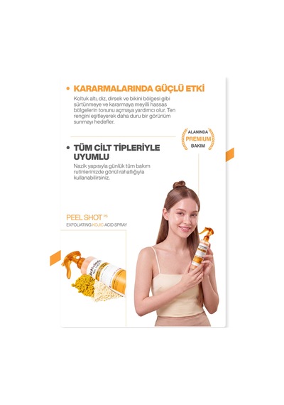 Kojik Asit İçerikli Vücut Peeling Spreyi Batık Ve Kararma Karşıtı Bakım 200ml