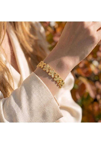 Premium Şık Ve Parlak Sakura 24k Gold Kaplama 8 Mm Kadın Bijuteri Bileklik 3183kbv5d7 18cm Altın