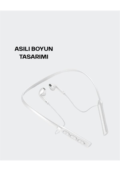 Uzun Pil Ömürlü Kablosuz Kulaklık Boyun Askılı 100 Saat Kullanım
