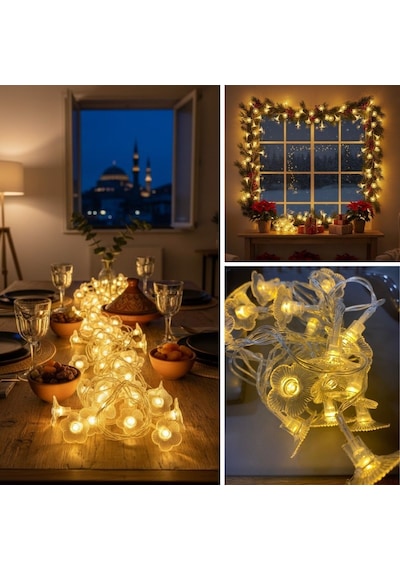 Buffer Çiçek Desenli Usb Led Işık 20 Led Li Dekoratif Ortam Aydınlatması Renkli
