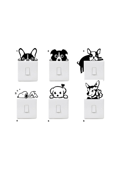 Lı Sevimli Köpek Dekoratif Priz Sticker