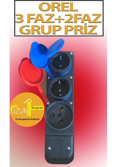 Sanayi Tip Trifaze Ve Monofaze Grup Priz 3 Faz Ve 2 Faz Girişli Kapaklı Kauçuk