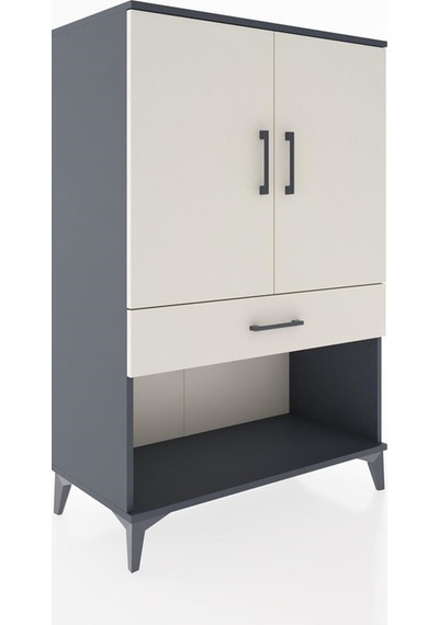Hyperion Dolap 2 Raflı Tek Çekmeceli 2 Kapaklı 88x44x134 Antr... Antrasit
