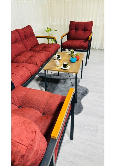 Madame Home Begonvil Balkon, Bahçe - Metal Kanepe Koltuk Takımı 3+1+1 + Sehpa Bordo Madame Home Begonvil Balkon, Bahçe - Metal Kanepe Koltuk Takımı 3+1+1 + Sehpa Bordo