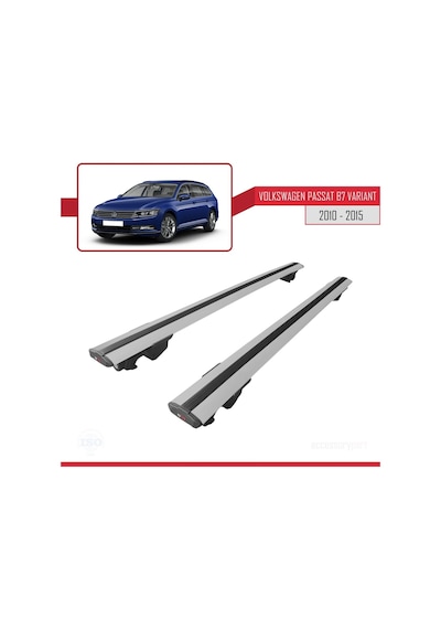 Volkswagen Passat B7 Varıant 2010-2015 Arası İle Uyumlu Hook Model Anahtar Kilitli Ara Atkı Tavan Barı Gri