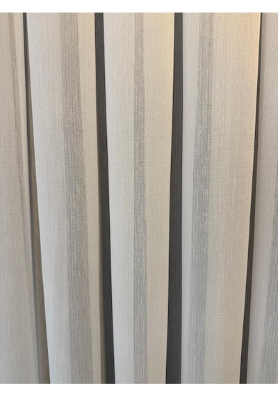 Desensiz Vakko Bambu Sade Desenli 1-3 Sık Pile Tül Perde, Etekleri Kurşunlu Kırışmaz Tül Perde Kırık Beyaz