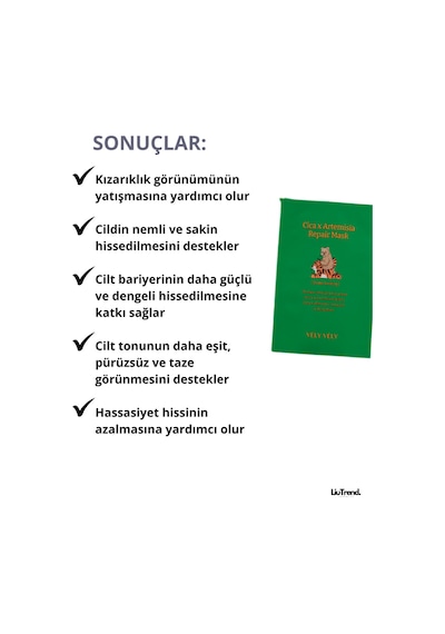 Vely Vely Vely Velycica X Artemisia Repair Mask 1ad Pelin Otu Ve Centella Özü Canlandırıcı Maskesi