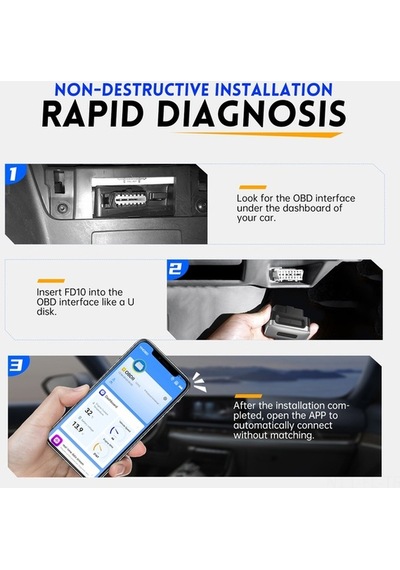 Fnırsı Fd10 Obd2 Araç Tanılama Cihazı: Bluetooth 5.1, Motor Tarama, Gerçek Zamanlı Veri Akışı, 8 Dil Desteği, Ios Ve Android Uyumlu