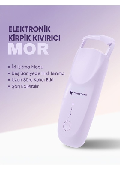 Kirpik Kıvırıcı Kirpik Şekillendirici Elektronik Isıtmalı Şarjlı 2 Isıtma Modlu, 5 Saniyede Hızlı Isınma, Uzun Süre Kalıcı Etki, Şarj Edilebilir Mor Ekcm
