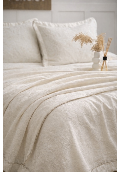 Calantha Home Collection Maya 3 Parça Ekru Pike Takımı 240 X 260 Cm Ekru