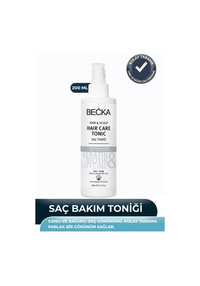 Becka Keratin Saç Toniği Kolay Tarama & Dökülme Karşıtı Biotin Caffein 200 Ml