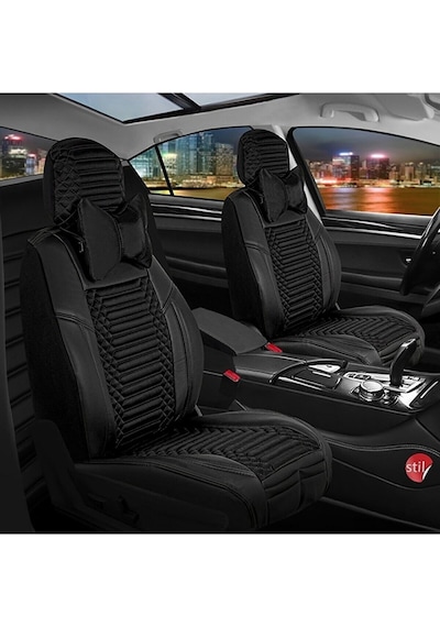 Opel Astra K Sedan Uyumlu Lüks Deri Oto Koltuk Kılıfı Ön Arka Takım Siyah Giydirme Tip Exc