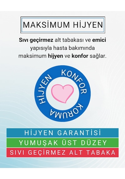 Hasta Bakım Yatak Koruyucu Örtü 60x90 cm 30 Adet – Sıvı Geçirmez,  Yüksek Emicilik
