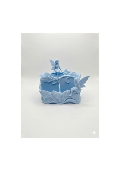 Peri Figürlü Çok Amaçlı Organizer Makyaj Fırçası Düzenleyici Dekoratif Masaüstü Kalemlik 13x13cm