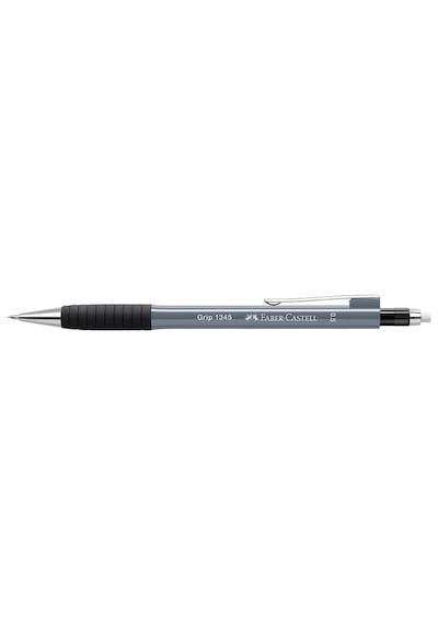 Faber-Castell Grip 1345/47 Versatil Kalem, 0.5 mm, Gri, Ergonomik Tutuş, Yaylı Uç, Uzun Silgi, Modern Tasarım