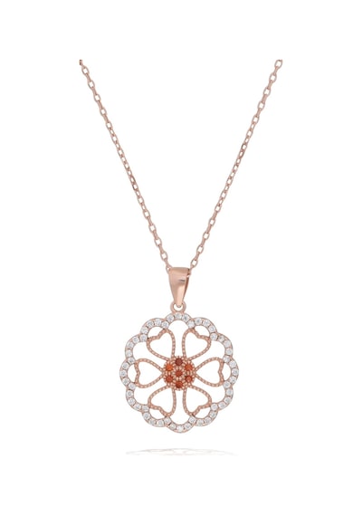 Brezza Lusso Jewelry  Lusso Çok Kalpli Circle Kadın Gümüş Kolye Rose Kaplama 45 CM 45 CM