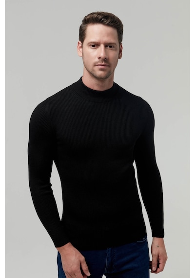 D's Damat Slim Fit Siyah Rib Örgü Pamuk Karışımlı Triko Kazak 1ec060631770m Siyah
