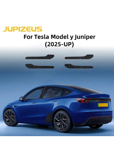 Topnotch Tesla Model Y Juniper 2025 Kapı Kolu Karbon Fiber Kaplama 4 Parça Çizilmeye Dayanıklı