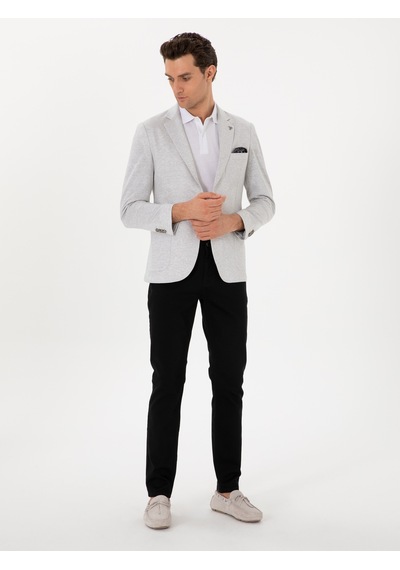 Cacharel Gri Slim Fit Keten Karışımlı Kaz Ayağı Ceket Cacharel Gri Slim Fit Keten Karışımlı Kaz Ayağı Ceket