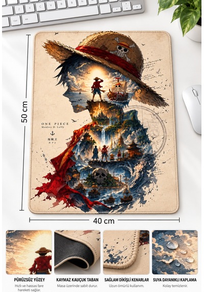 50x40 Cm One Piece Luffy Desenli Gaming Oyuncu Mouse Pad Kaymaz Taban Büyük Fare Altlığı